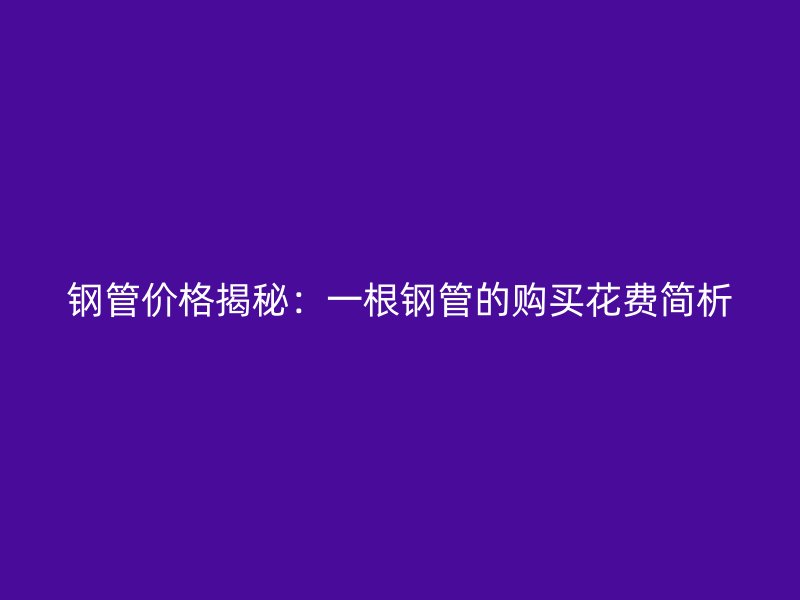 鋼管價格揭秘：一根鋼管的購買花費簡析