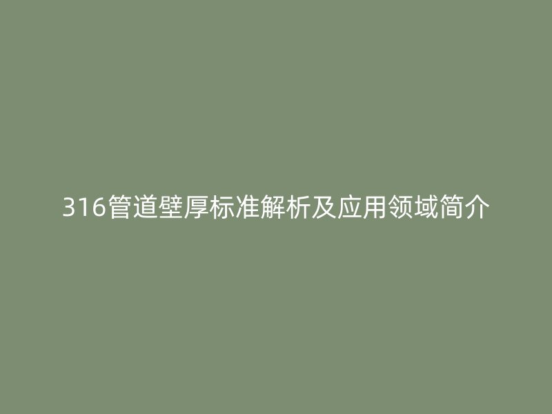 316管道壁厚標(biāo)準(zhǔn)解析及應(yīng)用領(lǐng)域簡(jiǎn)介